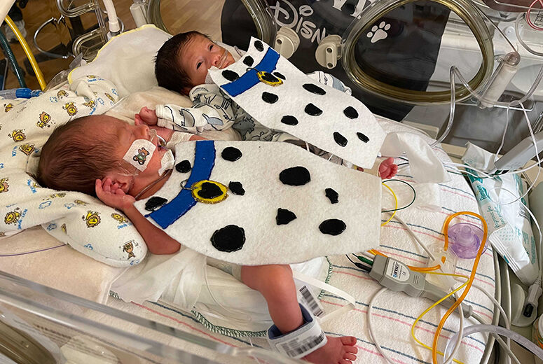 boy babies in dalmation costumes