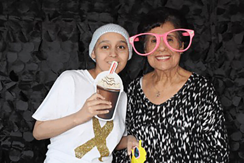 Melendrez and her grandmother at the LLUCH "Rock the Bald" event