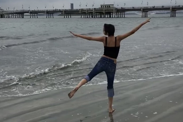Melendrez enjoying Belmont beach in Long Beach four months post-transplant