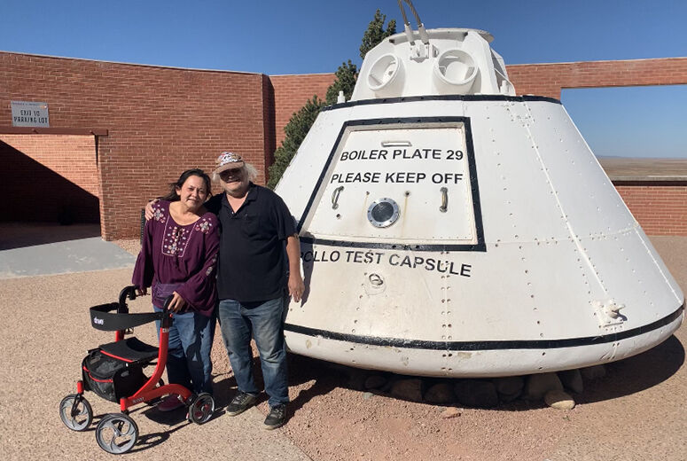 Esther Lewis and John exploring Meteor Crater