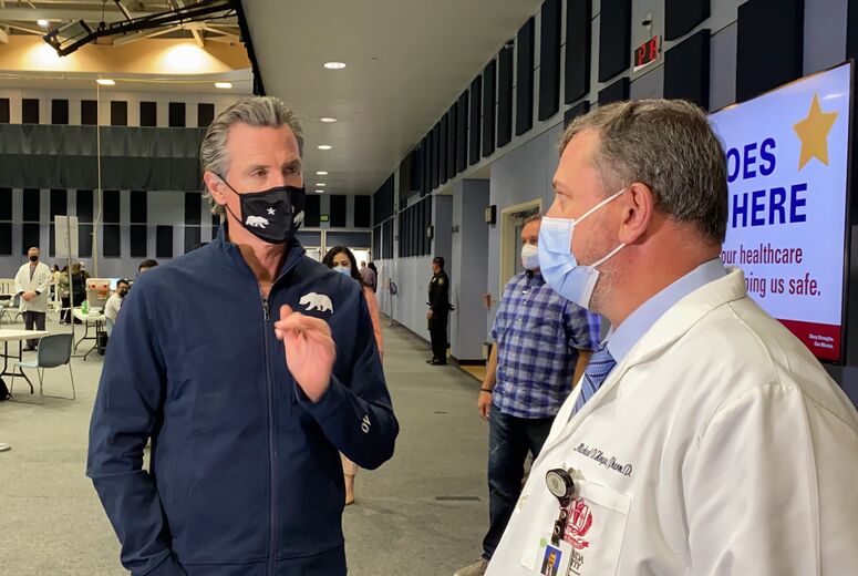 Governor Gavin Newsom visits community vaccine clinic 