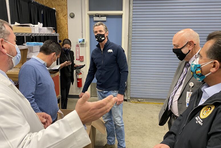 Governor Gavin Newsom visits community vaccine clinic 