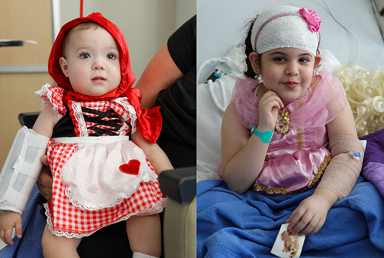 girl wearing red riding hood costume, girl wearing princess costume