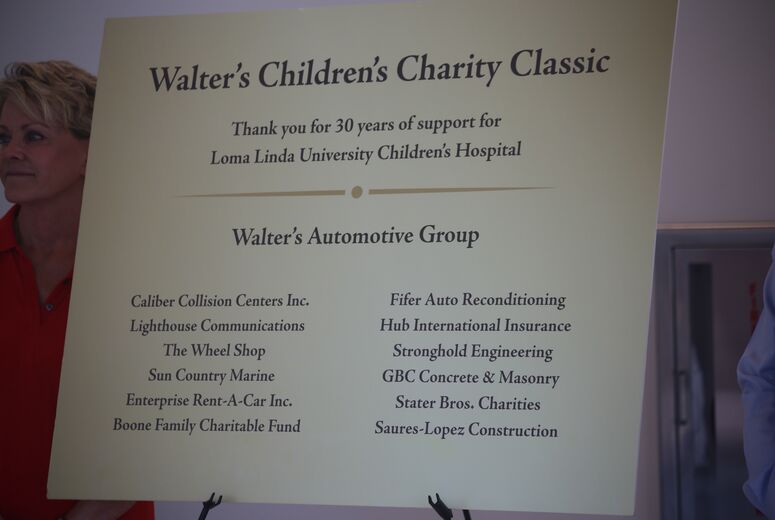 Board listing Walter's Children's Charity Classic sponsors