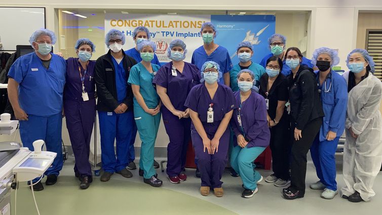 group photo of physicians and team who placed Harmony valve