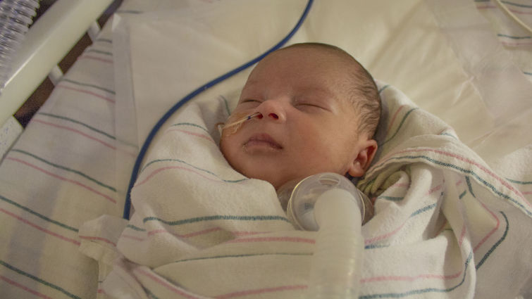 Jethro Quach at three weeks old in the NICU at LLU Children's Hospital