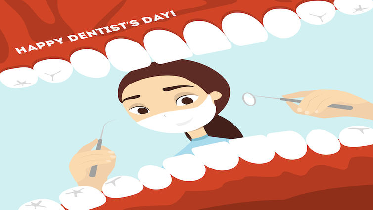 graphic of dentist working in a patients mouth