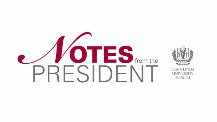 Masthead graphic design saying Notes from the President with logo