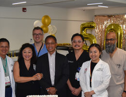Part of the LLUH Transplant Institute team celebrating 5,000 kidney transplants. 