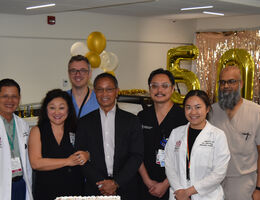 Part of the LLUH Transplant Institute team celebrating 5,000 kidney transplants. 