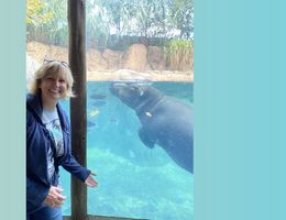 Rita Conrad meets Fiona the hippo at the Cincinnati Zoo in 2021