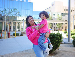 Ariatna and her son outside LLUMC