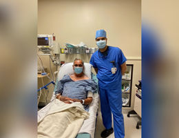 Dr. Parekh and patient Troy Duff celebrate Riverside County's first successful Amulet procedure
