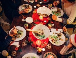 Family eating Christmas dinner