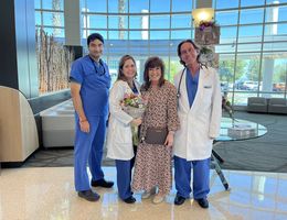 Melissa Peffer reunited with her care team members four months after her double bypass procedure at LLUMC–Murrieta.