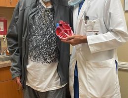 Ralph Armstrong and Harit Desai, MD, the associate director for the cardiac catheterization lab and structural heart intervention program at LLUMC – Murrieta
