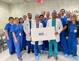 LLU cardiology research and cardiac cath lab team with Abiomed team on day of first Impella ECP implant.
