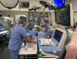 Operating room staff treat patient in mock trauma drill