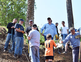 President Hart leads work bee to uncover original Sanitarium steps