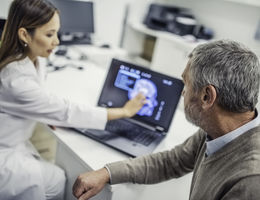 Loma Linda University Health performs Inland Empire’s first WEB stent to treat brain aneurysms doctor shows patient brain scan