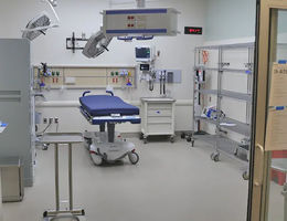 Cardiac trauma room in new adult emergency department. Cardiac trauma room in new adult emergency department.