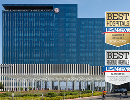 Medical Center exterior building with US News & World Report Best Hospital badges 