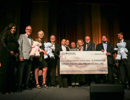 Loma Linda University Children’s Hospital receives $25 million gift from San Manuel Band of Mission Indians hospital administrators and san manuel tribe representatives stand with check