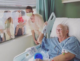 Family visits Jill Burkhart during her hospital stay