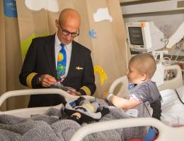 Loma Linda University Children’s Hospital patients receive visit and gifts from airline pilots