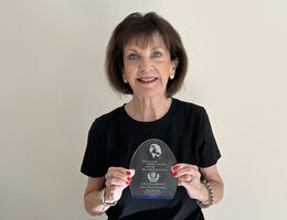 Robin Ungar with her duplicate award from School of Allied Health Professions.
