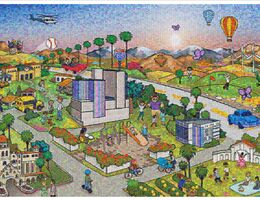 Mosaic mural rendering. Preliminary concept subject to change.