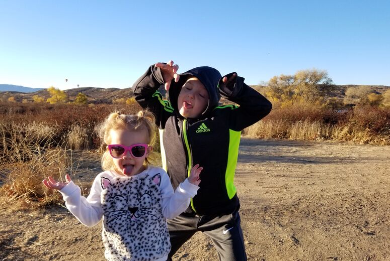 Vivian and Davey hamming it up on a family camping trip