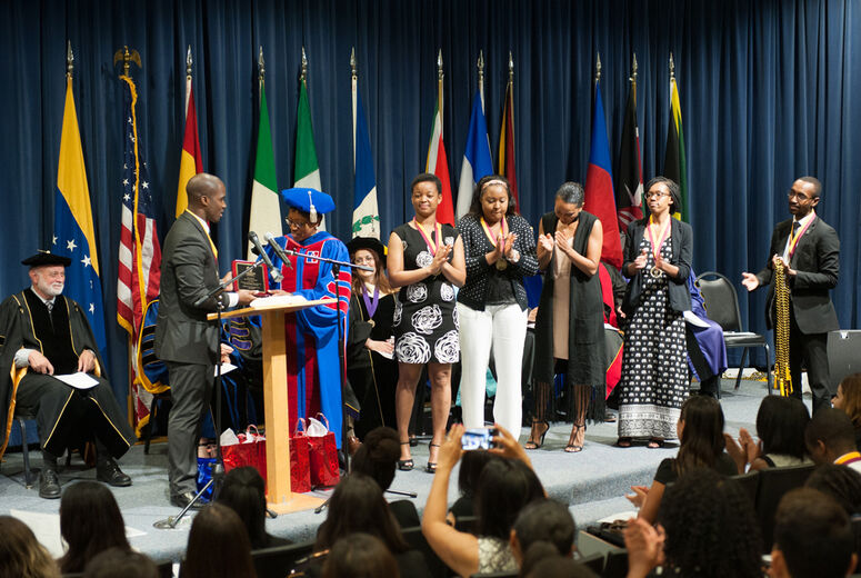 Black Health Professional Student Association graduating officers and faculty sponsor.