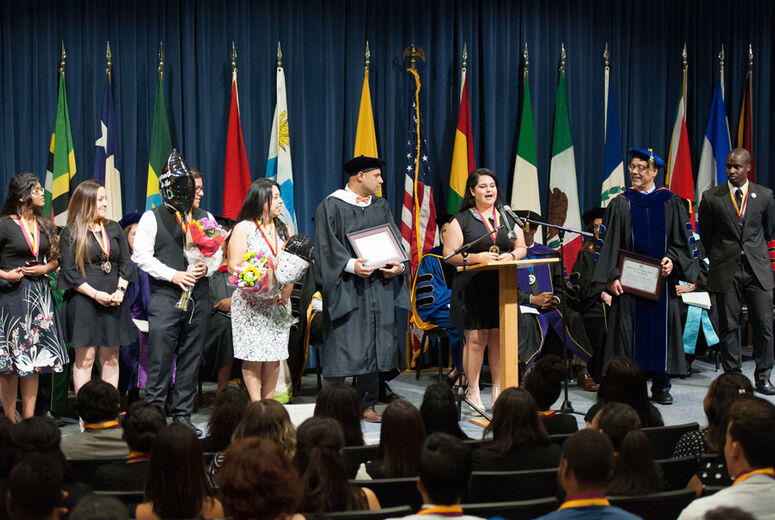 Association of Latin American Students officers and sponsoring faculty members.
