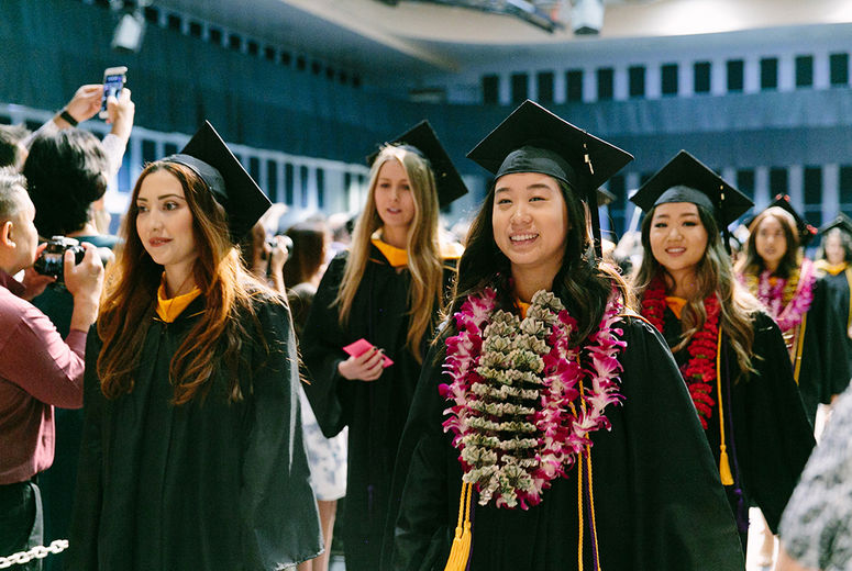 Students marched in for the first of two School of Allied Health Professions commencement services.