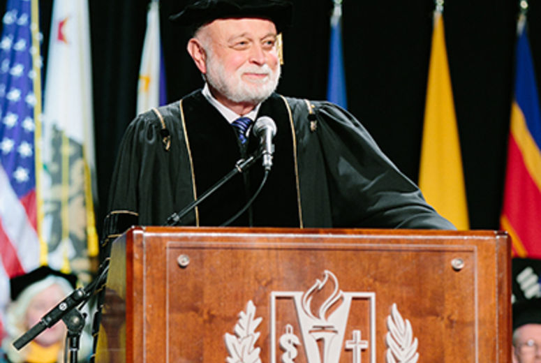 President Hart extends a warm welcome to the School of Public Health commencement service.