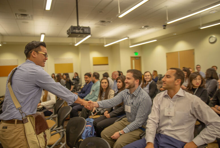 Resident physician meet and greet during their tour.