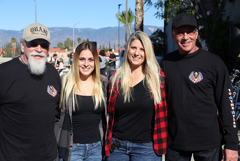 Glenn and Gordon Quaid with Lexi and Tiffany Hoekstra. The Quaid Brothers own Quaid Harley-Davidson, Lexi is a freshman nursing student at Point Loma Nazarene University, and her mom is a senior development officer for LLU Children's Hospital. 