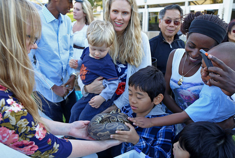 A Ball Python made a bunch of new friends at the program.