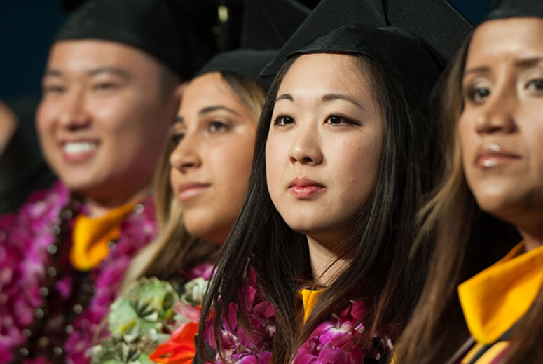 Nursing graduates take in the ceremony.