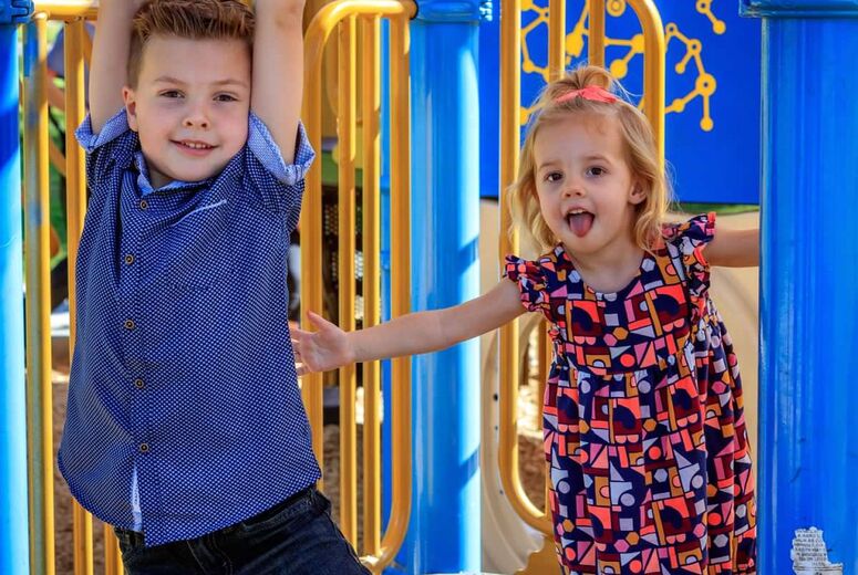 Davey and Vivian playing at the park
