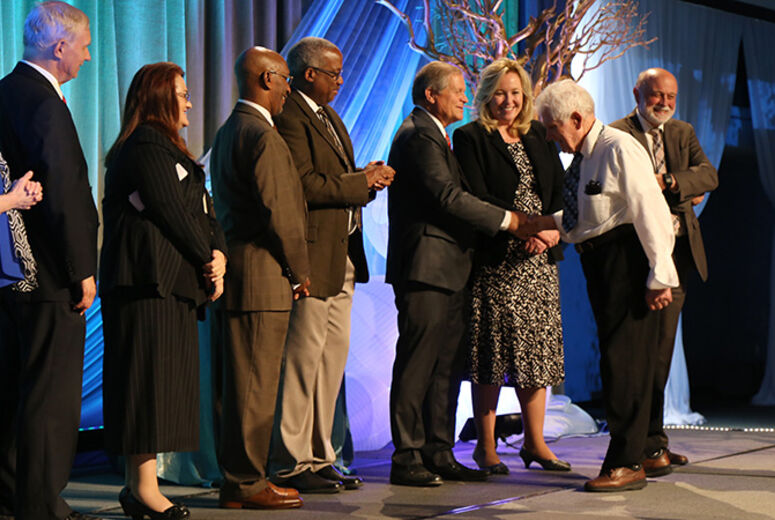 During the Loma Linda University Employee Service Recognition Banquet, Earnest Daniel was congratulated for his six decades of service by members of administration. 
