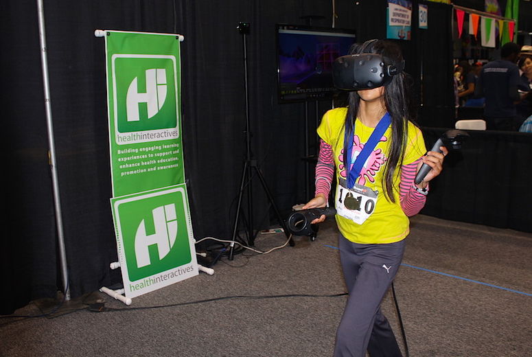 Kids were able to get up and get moving with this virtual reality activity.
